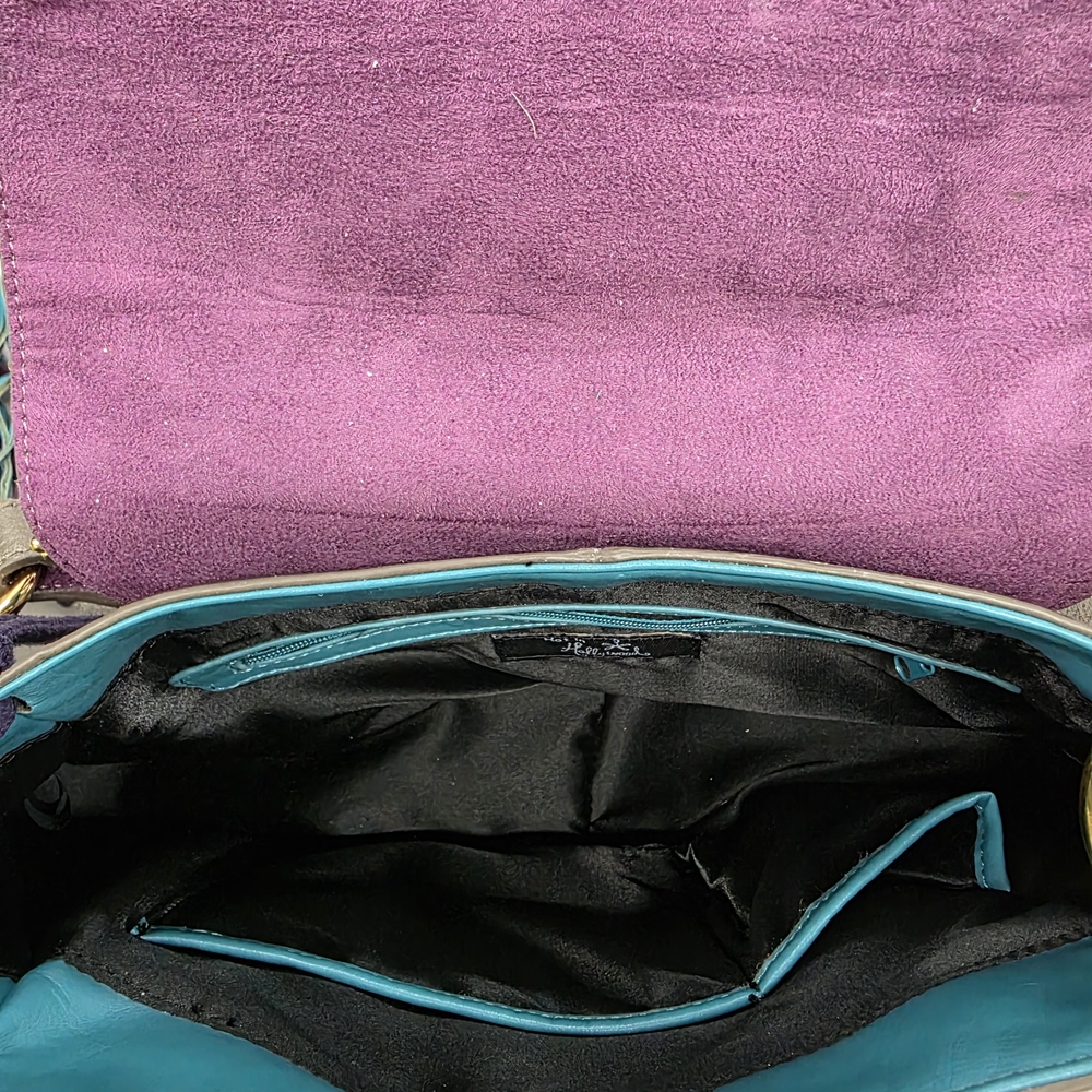 Hot In Hollywood Teal & Purple Studded Fringe Shoulder Bag - Picture 5 of 10